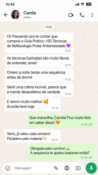 Depoimento de cliente — Camila